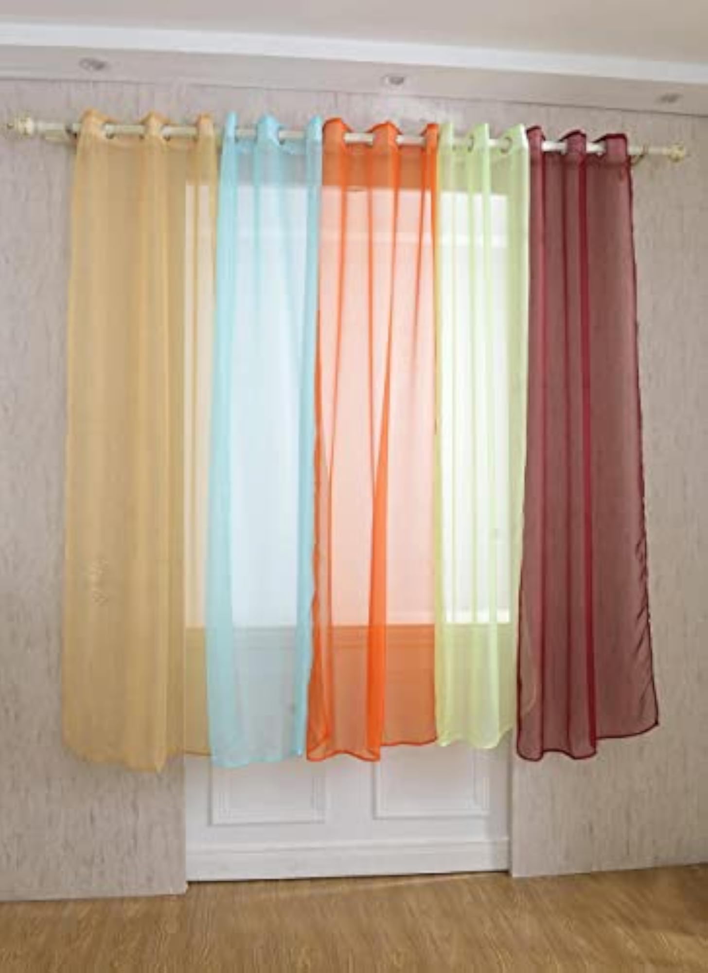 Elegant Eyelet Curtain Dapes Solid Window Panel Room Door Decor Beige