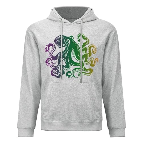 Colorful Octopus Lightweight Hoodies for Men Pure Cotton Pullover Long Sleeve Hoodie Sweatshirt with Pocket4