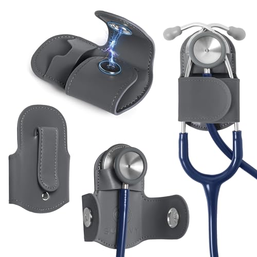 Stethoscope Holder Clip - Magnetic Closure & Inner Pocket - Genuine Leather Stethoscope Waist Holder - Comfortable Stethoscope Clip Storage – Stethoscope Accessories Gift for Nurses, Doctors, & More