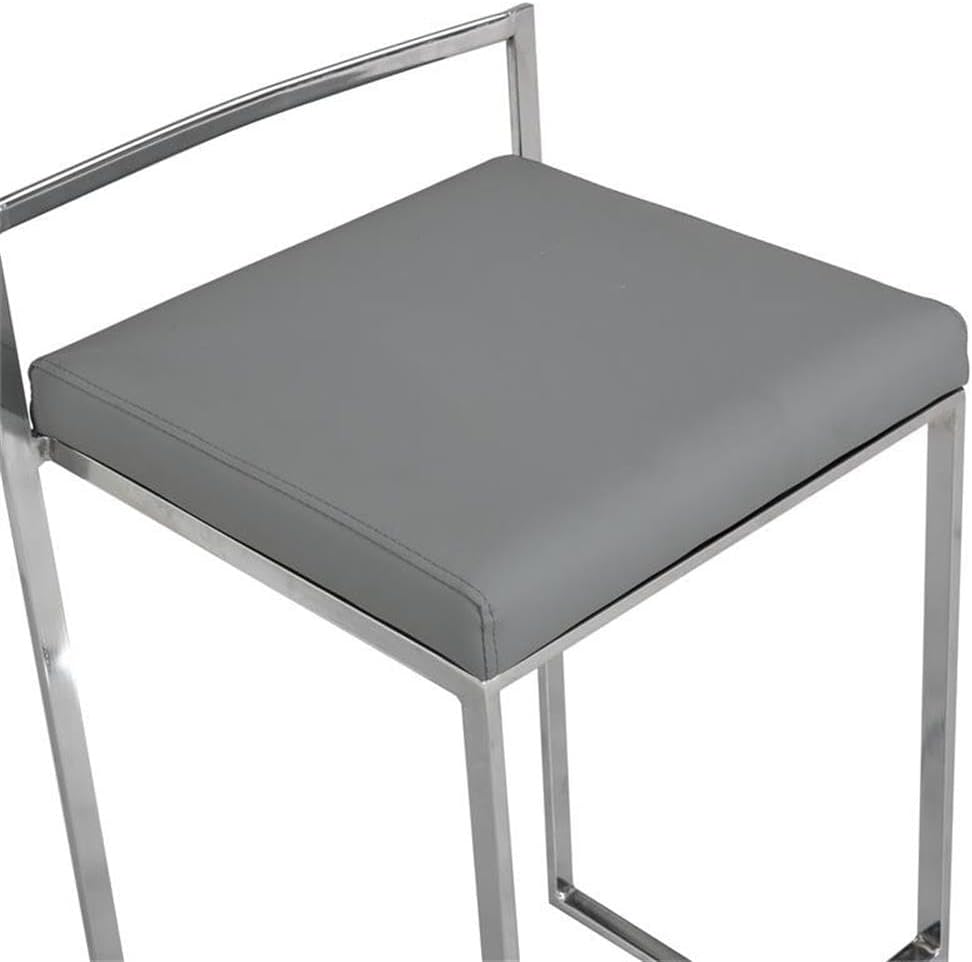 Carolina Classic Lucien 25.25 in Upholstered Counter Stool in Soft Gray/Chrome