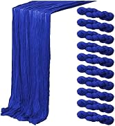 10 Pack Royal Blue Cheesecloth Table Runner,10FT/120 Inch Spring Easter Boho Gauze Fabric Table R...
