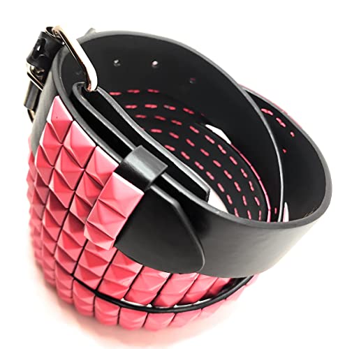 Pink Pyramid Studded Leather Belt Punk4