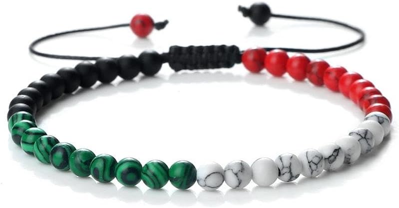 Palestinian Flag Bracelet,Palestinian Beaded Bracelet,Palestinian Flag Wristband Adjustable Bracelet Souvenir Gift for Men Women,Free Palestine Wrist Band