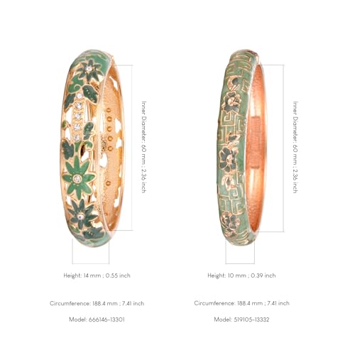 Image of UJOY Vintage Cloisonne Jewelry Handcrafted Bracelets Gorgeous Enameled Flower Plated Cuff Bangles Gifts 88A