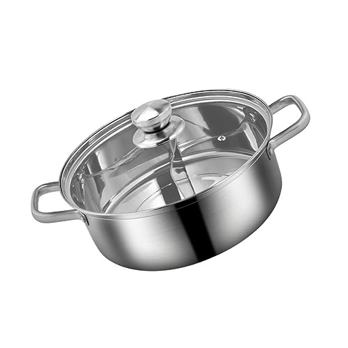 FUNNETOYU 1Pieza Olla Caliente de Inoxidable con Tapa para Cocción Inducción y Gas Utensilios de Cocina Prácticos y Duraderos