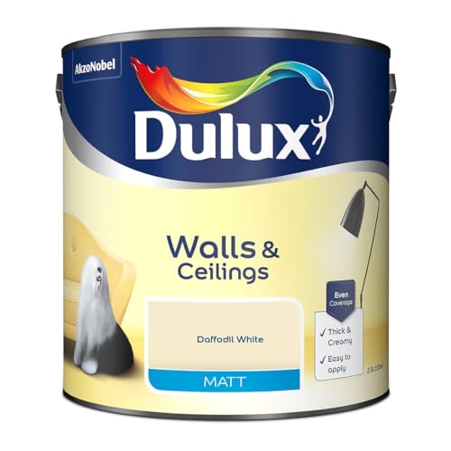 Daffodil White Walls & Ceilings Matt Emulsion Paint 2.5L – Smooth Creamy Finish, Quick Dry, Low VOC, Easy Application for Interior Walls & Ceilings