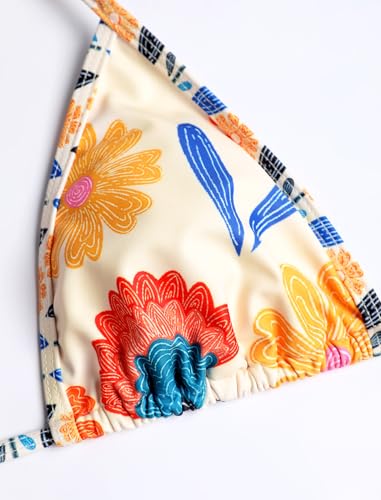Image of ZAFUL Womens Printed Triangle Bikinis 2 Piece Halter Bikini Sets High Cut Bathing Suit Side Tie Swimsuits
