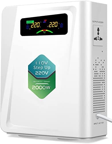 Step Up Transformer 110v to 220v 2000w Voltage Converter, 120v to 240v, No Noise, Ten Protection Functions, Suit for Juicer, Toaster, Chocolate Machine and Other Appliances