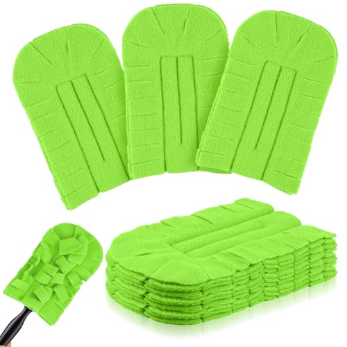 Image of Zubebe 6 Pcs Reusable Duster Refills Fleece,Olive Green | Soft Polyester Fiber Flat Duster Refill Multi Surface Washable Cleaning Pad Tools for Home, Blinds, Car, Pet, Furniture, Fans