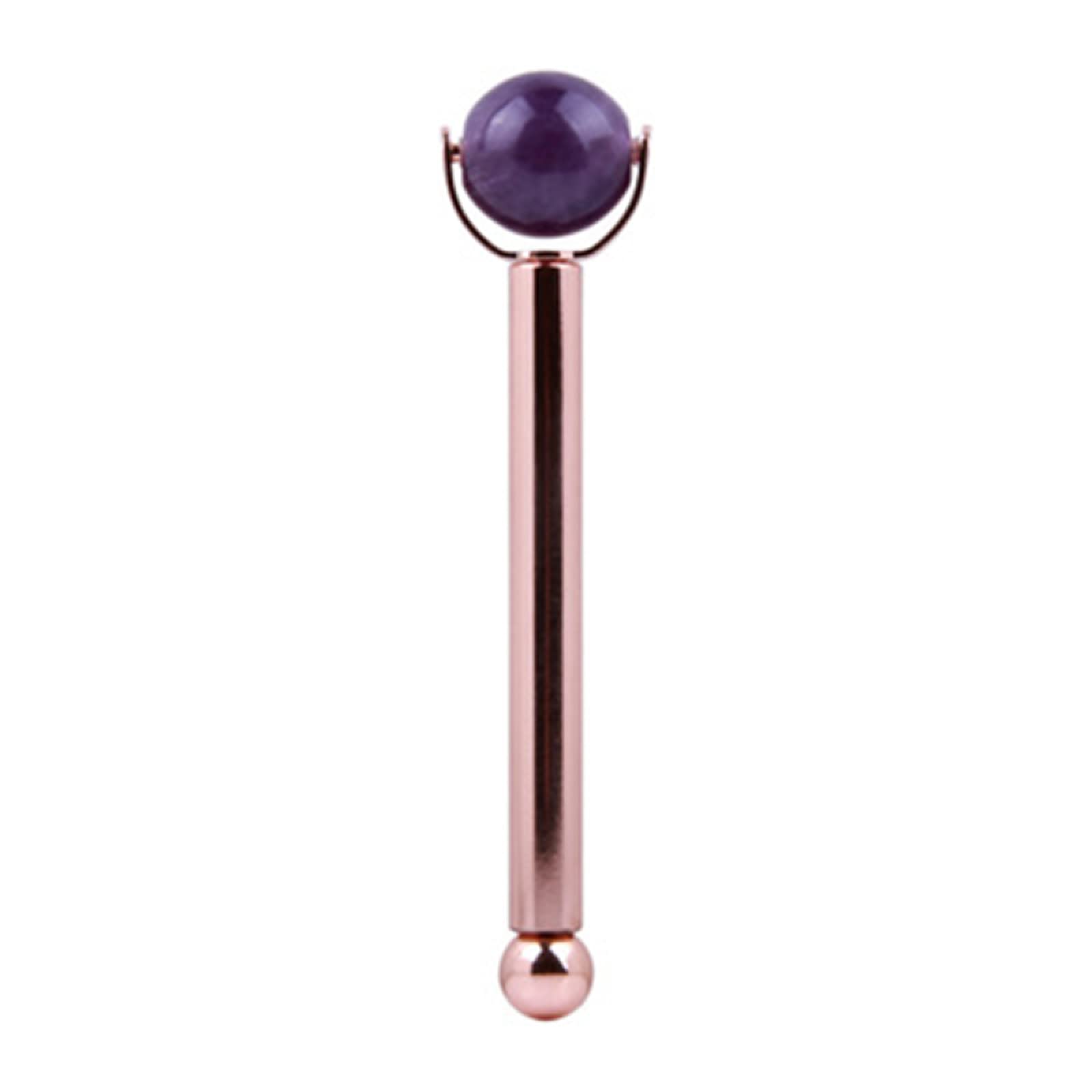 Naturel Améthyste Jade Rouleau Rose Quartz Cristal Boule De Jade Masseur Outil De Massage Pierre Verte Quartz Visage Rouleau, 1 Set collecte à domicile (Color : Purple Crystal)