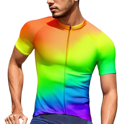 Maillot de ciclismo de manga corta para hombre, elástico, transpirable, camiseta funcional de secado rápido, camiseta de ciclismo para ciclismo, deportes al aire libre, 01 Multicolor, XL