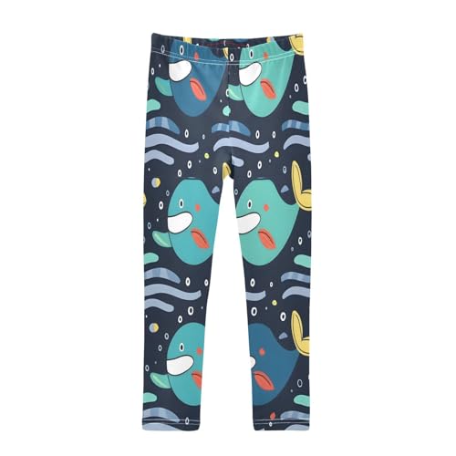 Bolaz Toddler Girls Leggings Printed Yoga Pants Leggings Blue Green Whale for Kids