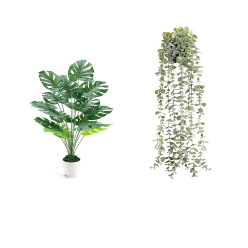 Der Rose Bundle of 28" Fake Plants and 24" Fake Plants for Living Room Decor