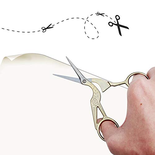 Acronde 2Pcs Vintage Stork Shape Sewing Scissors Stainless Steel Tailor Scissors Sharp Sewing Shears For Embroidery, Sewing, Craft, Art Work & Everyday Use (Gold) #TOP4
