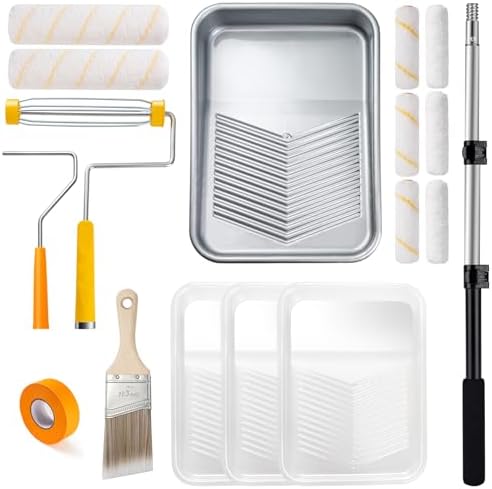 Mister Rui Paint Roller Kit with Extension Pole, 17 PCS Painting ...