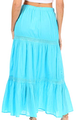 Sakkas Takara Maxi Broomstick Cascading Peasant Skirt with Elastic Waist2
