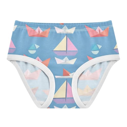 Durable Girls Underwear Toddler 2t Cotton Little Girl Panties Cute Cartoon Boats Blue Undies Kids Briefs