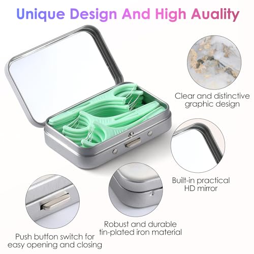 Image of Portable Dental Floss Case - Easy to Store Floss Picks, Perfect for Travel, Hotels, Dinners, Appointments, Light Grey Marble, 1 Foot (Pack of 1), Modern