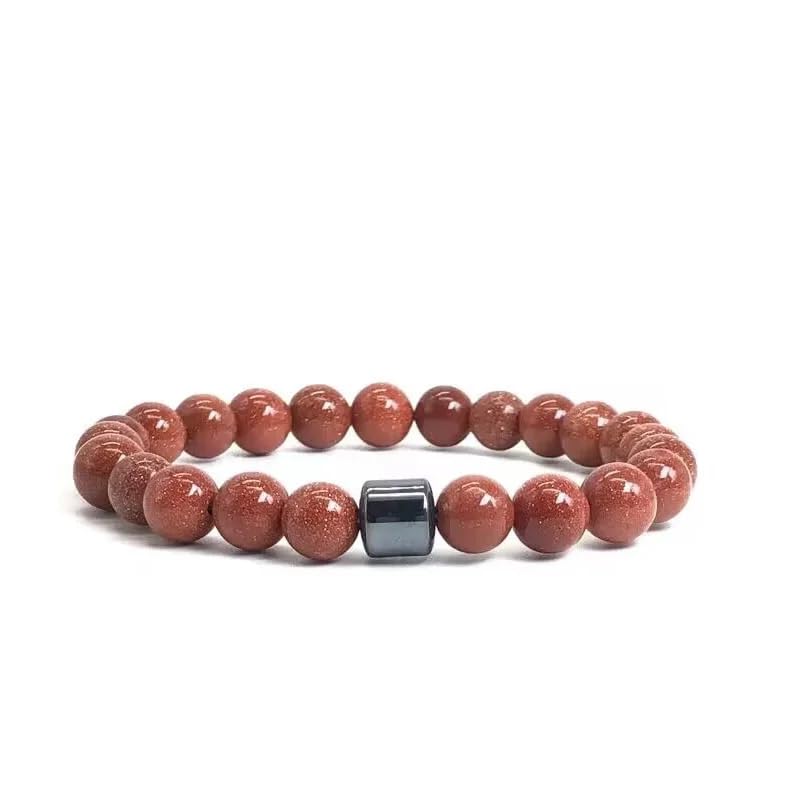 YCTTKDD Perlenarmband, 8 mm, Naturstein, Lava, Tigerauge, schwarzer Achat, Matte Perlen, Armreif, Stretch, für Damen und Herren