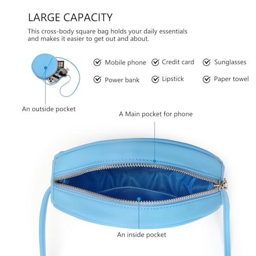 Image of Circle Crossbody Bag for Women NYLON Circle Purse with Zipper Adjustable Knot Shoulder Straps