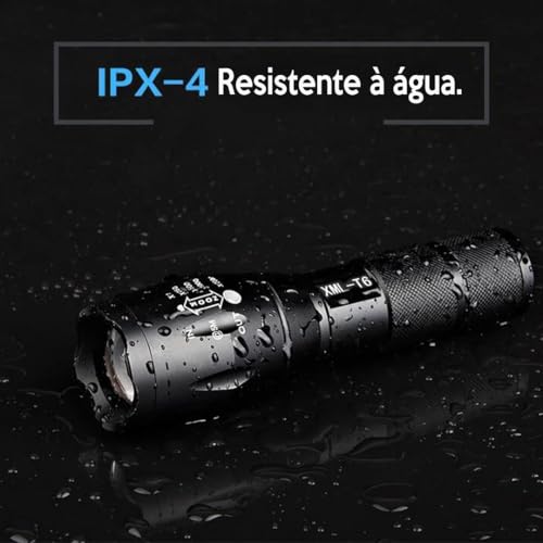 Lanterna Tática X900 com LED Ultra Brilhante, Recarregável, Alta Potência, 5 Modos de Iluminação, Re