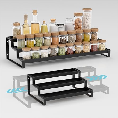 Expandable Spice Rack Organizer for Cabinet, Metal Spice Organizer Adjustable