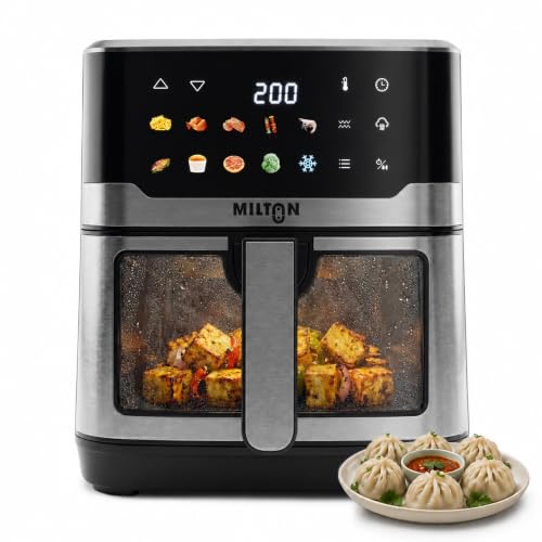 Image of Milton Steam Air Fryer Oven 6.5L, 2200W | Air Fry, Bake, Roast & Steam |Glass Window| 360 Rapid Air Circulation |10 Presets| Digital Touch Panel | Up to 90% Less Oil | Auto Shut-Off | 1 Year Warranty