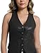 V VOCNI Women's PU Leather Vest V Neck Sleeveless Faux Leather Tops Dress Casual Waistcoat Western Jacket Black X-Large