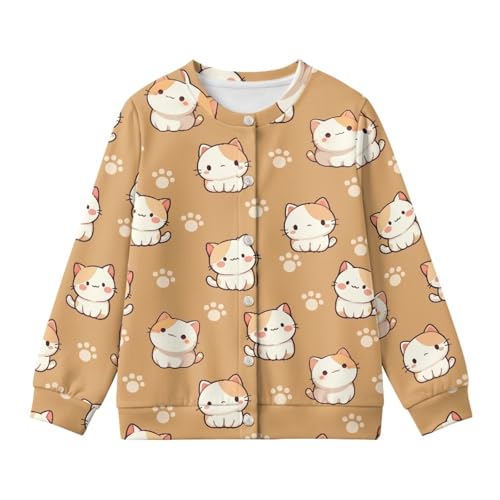 Image of Girls Cardigans Sweater Long Sleeve Crew Neck Button Down Sweaters School Outerwear for Kids Fall Winter Tops