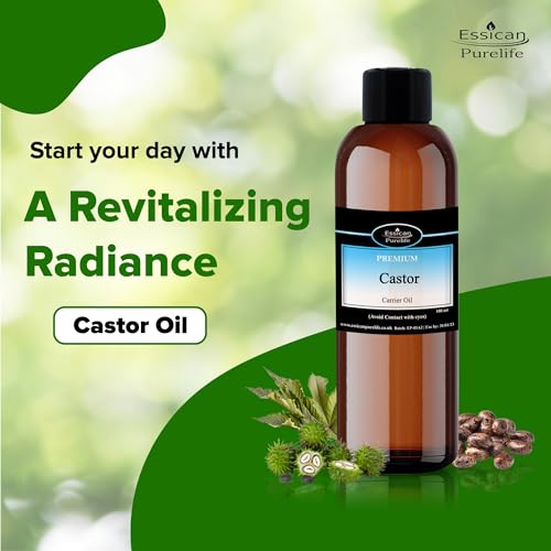 Essican Purelife Pure Castor Oil for Eyelashes 1000ml, Fresh & Cold Pressed Castor Oil for Hair Growth Skin Hydration - Image 2