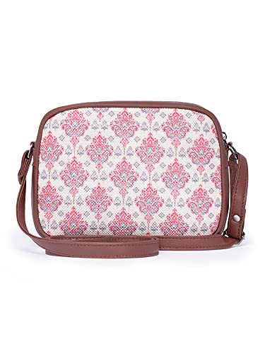 Image of ZOUK Kashmiri Tulips Floral Printed Women's Jute Handcrafted Vegan Leather Multicolor Sling Bag