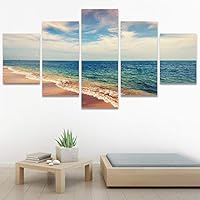 SIGNWIN 5 Panel Canvas Wall Art Modern Art Beach Coastal Expressive Global Multicolor Photography for Home Decorations Ready to Hang - 60