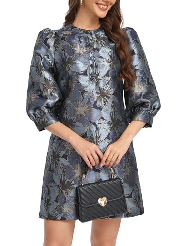 Image of Ladyful Women's Floral Jacquard Dress Cocktail Mini Shift Dresses
