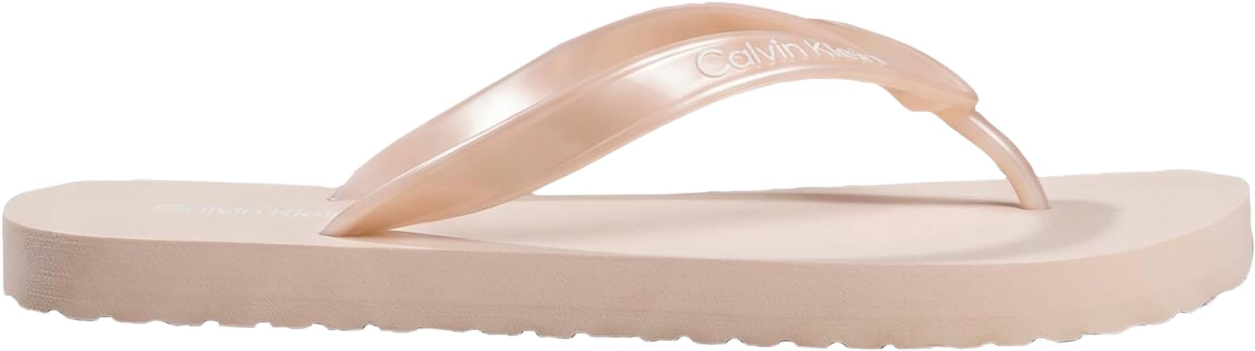Calvin Klein Women's Flip Flop Tpu Metallic HW0HW02956 Flip Flops, BEIGE (Whisper Pink), 6.5