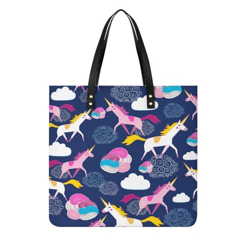 Grand sac à main shopper licorne nuage et tote bag femme 39x39 cm