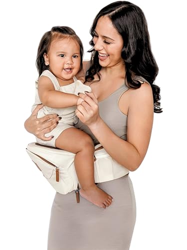Image of Stylish Baby Hip Seat Carrier — Padded Waistband Extender, CPC-Certified Ergonomic Design, Multiple Pockets, Anti-Slip Seat, Travel Must Have, Modern Style (Cream)
