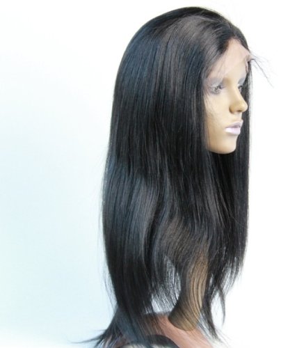 DaJun Hair 12' Full Lace Virgin Hair Wigs Tory Women Peruvian Virgin Remy Human Hair Yaki Straight Color #1 Jet Black