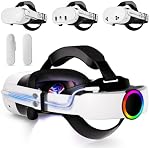 Saqico Battery Head Strap 10000mAh - Battery Strap Compatible with Meta Quest 3/3S & Quest 2 - RGB Battery Pack Extended Playtime - 20W Fast Charging VR Elite Strap Accessories