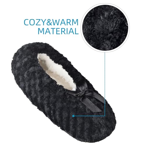 Harssidanzar Women's Slipper Socks Warm Adults Winter House Soft Slipper Non-Slip Ballet Washable RL014US3