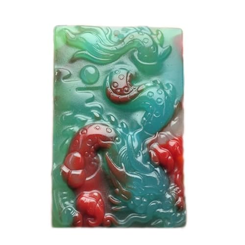 Collier pendentif en jade carré dragon naturel unisexe