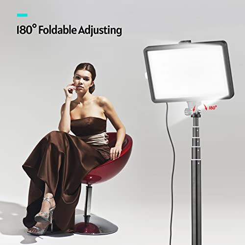 Kit de luz de vídeo RGB portátil com 2 * luz de vídeo LED 7 cores 3200K-5600K 10 níveis de brilho Al