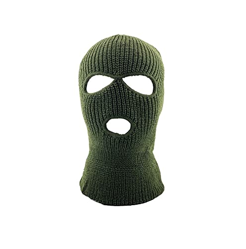 Ski Mask Knit Three Hole Mask Full Face Cover Knitted Balaclavas Warm Hat Adult Winter Hats (Olive Green, 1)