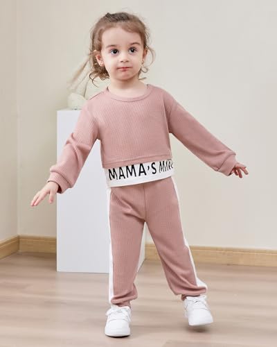 ZOEREA Toddler Baby Girls Clothes Outfits Long Sleeve Pullover Sweatshirt Tops + Pants Set Fall Winter Sweatsuits 1-6T2