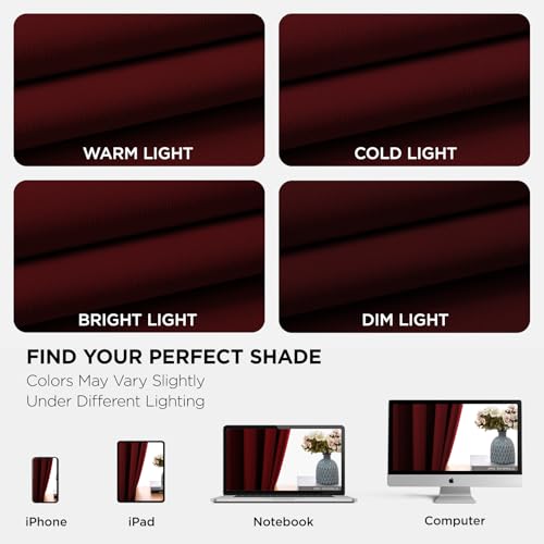 Image of Joydeco Blackout Curtains 72 inches Long 2 Panels Set, Thermal Insulated Long Curtains 2 Burg, Room Darkening Grommet Drapes for Bedroom Living Room Windows (W42 x L72 Inch, Burgundy Red)