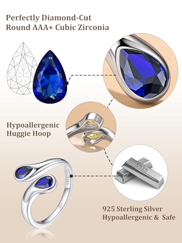Bestyle BTR27396B-9 September Birthstone Ring Women Sapphire Ring Navy Blue Cz Gemstone Ring For Women 925 Sterling Silver Promise Ring Statement Rings Thumb Ring Ring Adjustable Size 5 thumb #6