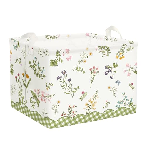 HUUMONSS Flower Baby Laundry Hamper Collapsible Clothes Kids Storage Basket Large Girls Gift Toy Box Bin for Bedroom, Butterfly, 36L