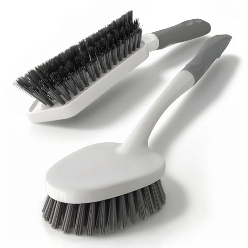 SSINBOANGI 2 Pack Heavy Duty Scrub Brush Set with Hard Bristle Cleaning Brush Designed for Bathroom Shower Bathtub Tub Carpet Floor Grout Tile