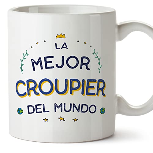 MUGFFINS Tazas para CROUPIER mujer - En Español - Mejor del Mundo - 11 oz / 330 ml - Regalo original y divertido