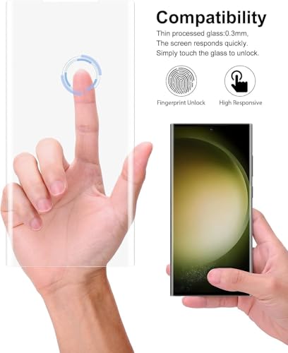 Image of 4youquality - (Pack 1 Samsung S23 Ultra Tempered Glass Full Screen Protector, UV Glass Full Adhesive [Liquid Technology][Fingerprint Sensor Working] Glass for Samsung S23 Ultra 5G /HD