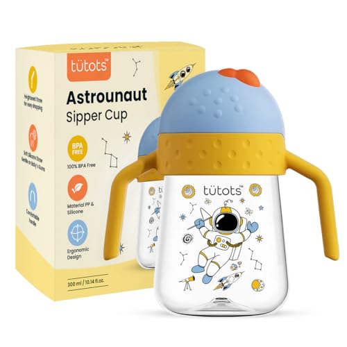 Image of tutots 360 Spill-Proof Sipper Cup with Handles, BPA Free, Leak-Proof, Easy Grip Toddler Drinking Cup (12+ Months) (Yellow + Blue)